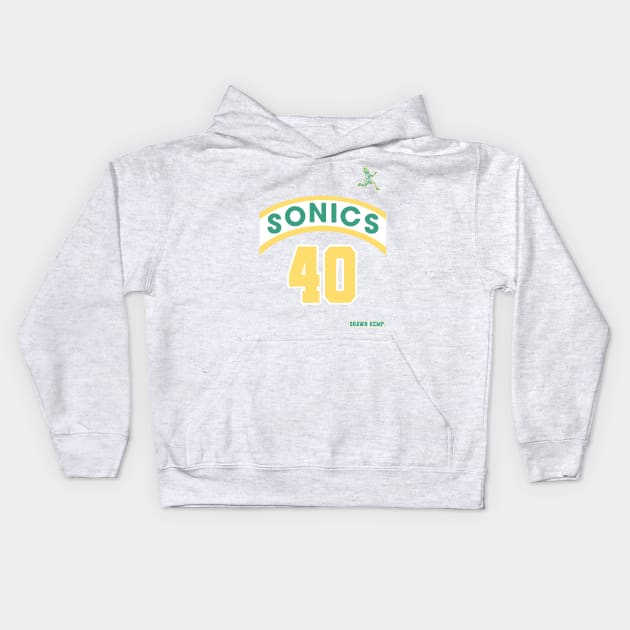 Shawn Kemp Retro Supersonics Jersey 90s Style Fan Art Kids Hoodie by darklordpug